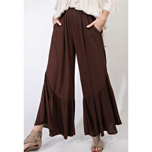 Brown Wide Leg Flared Pants